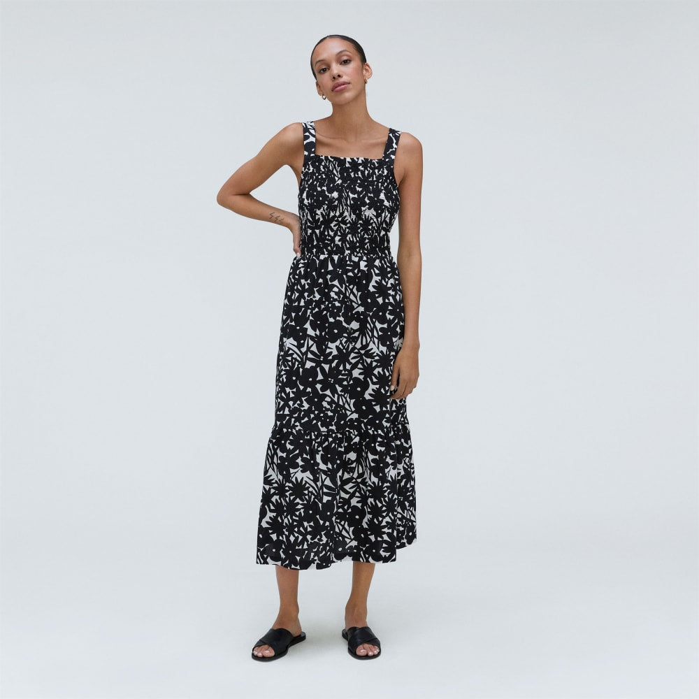 The Smock Dress in Black / Canvas Floral — alternate view