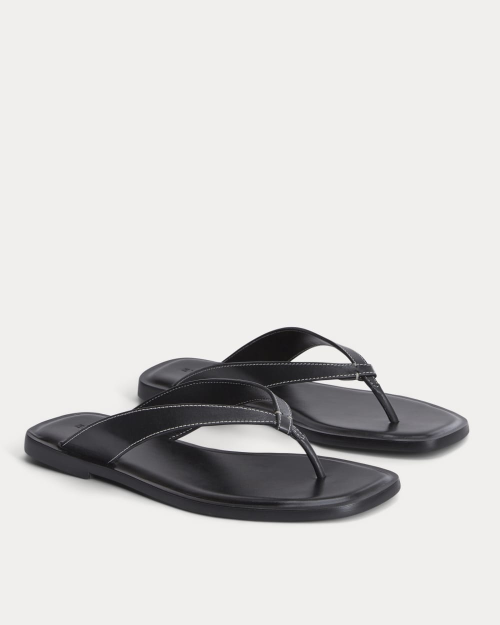 The Leather Flip Flop in Black — detail view