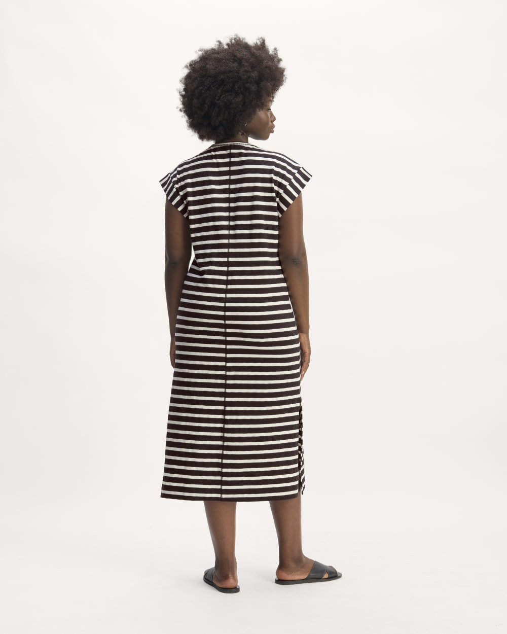 The Muscle Tee Midi Dress in Black / Bone — detail view
