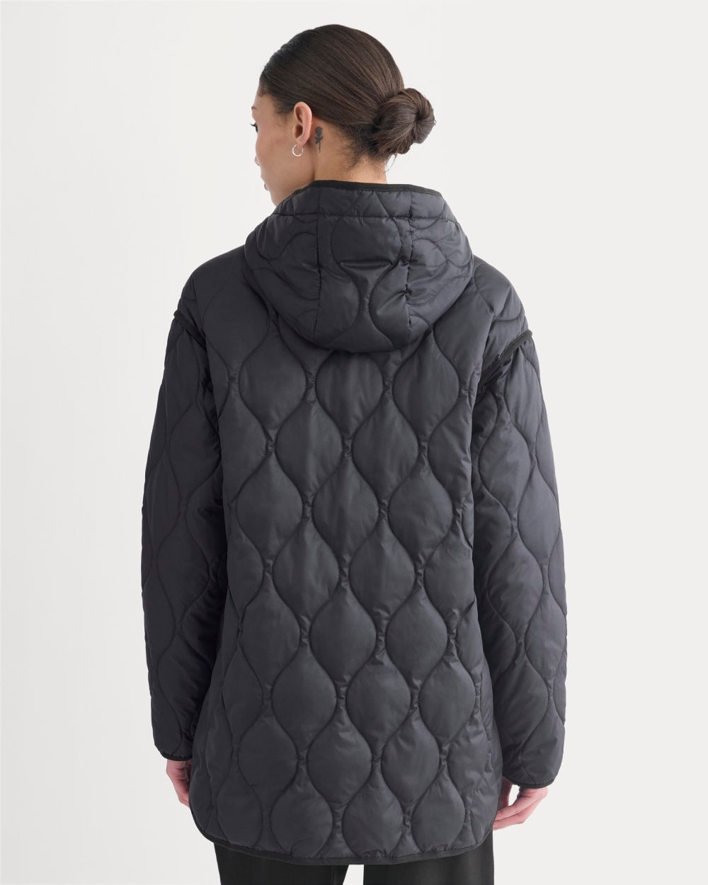 ReNew Quilted Hooded Liner in Black — detail view