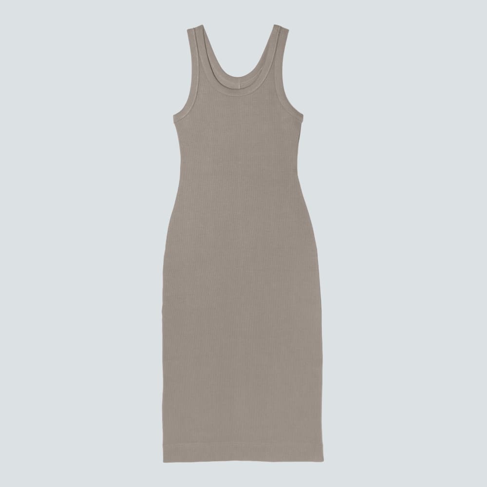 The ’90s Rib Dress in Clay — front view