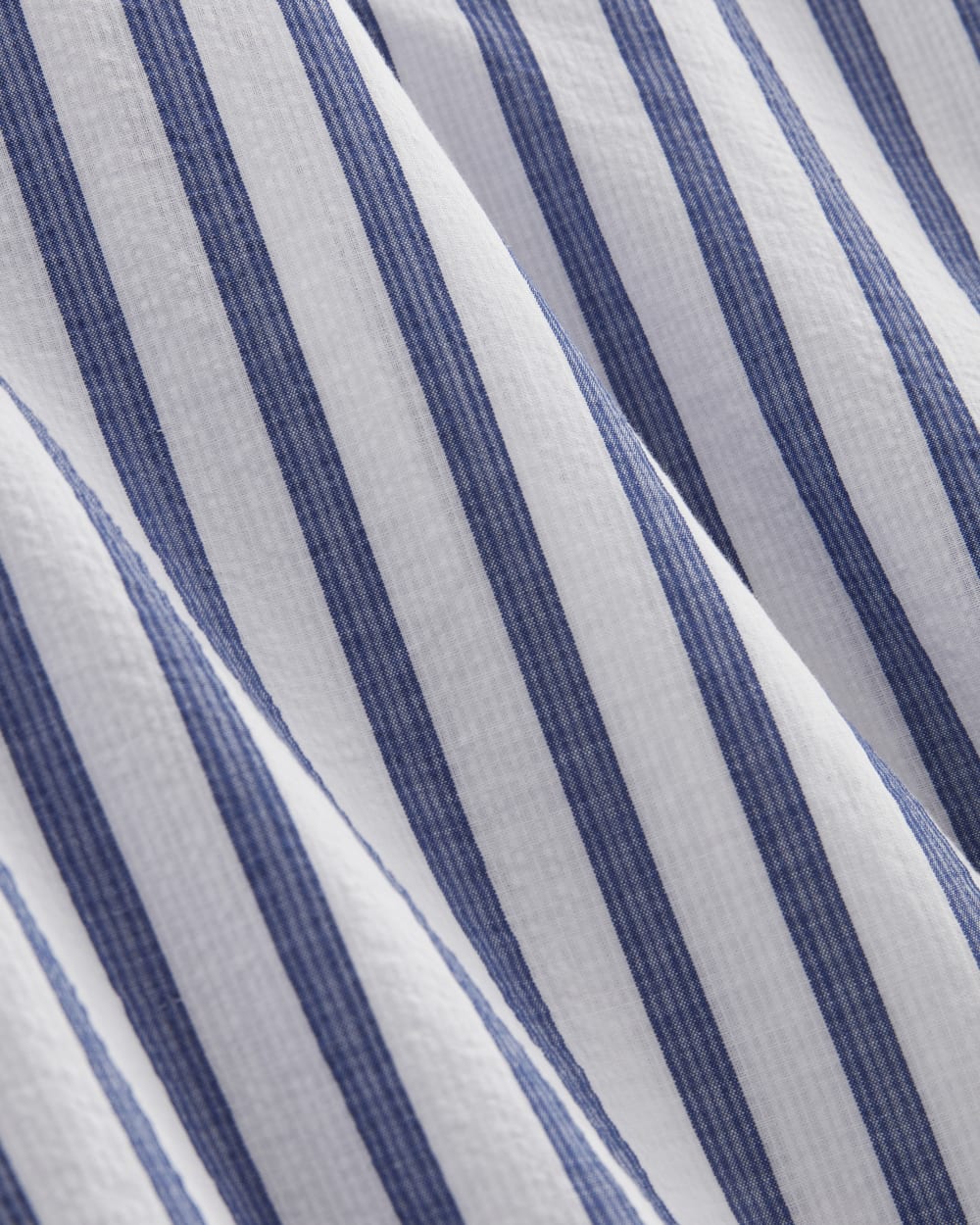 The Gauze Gathered Top in White / Mazarine Blue — detail view