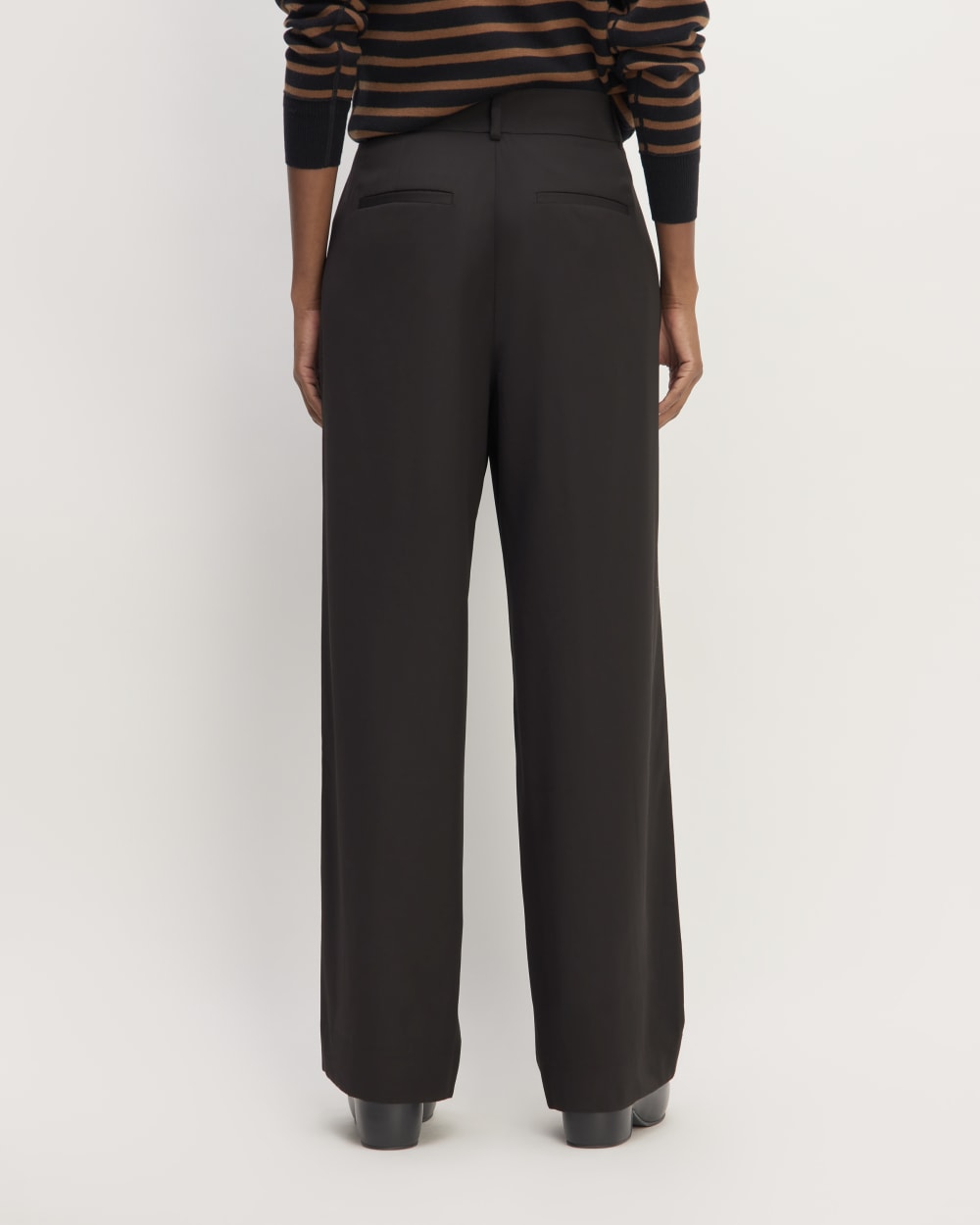 The Italian Wool Way-High® Drape Pant in Black — detail view