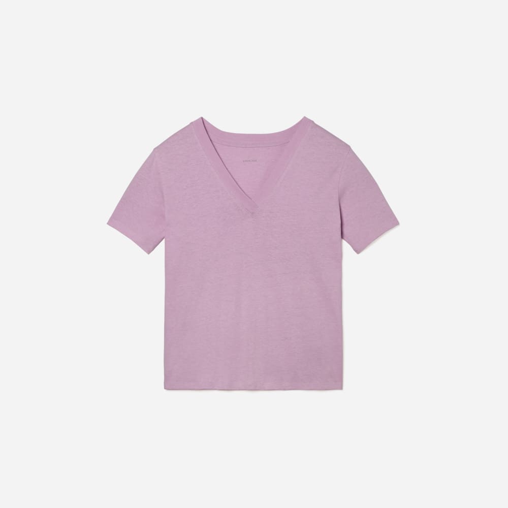 The Vintage V-Neck Hemp Tee in Lilac — front view