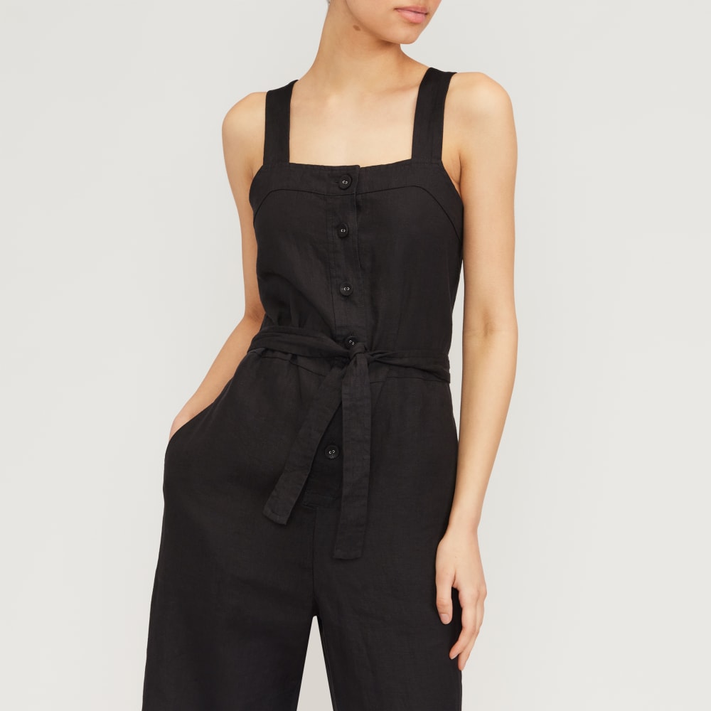 The Linen Jumpsuit in Black — detail view