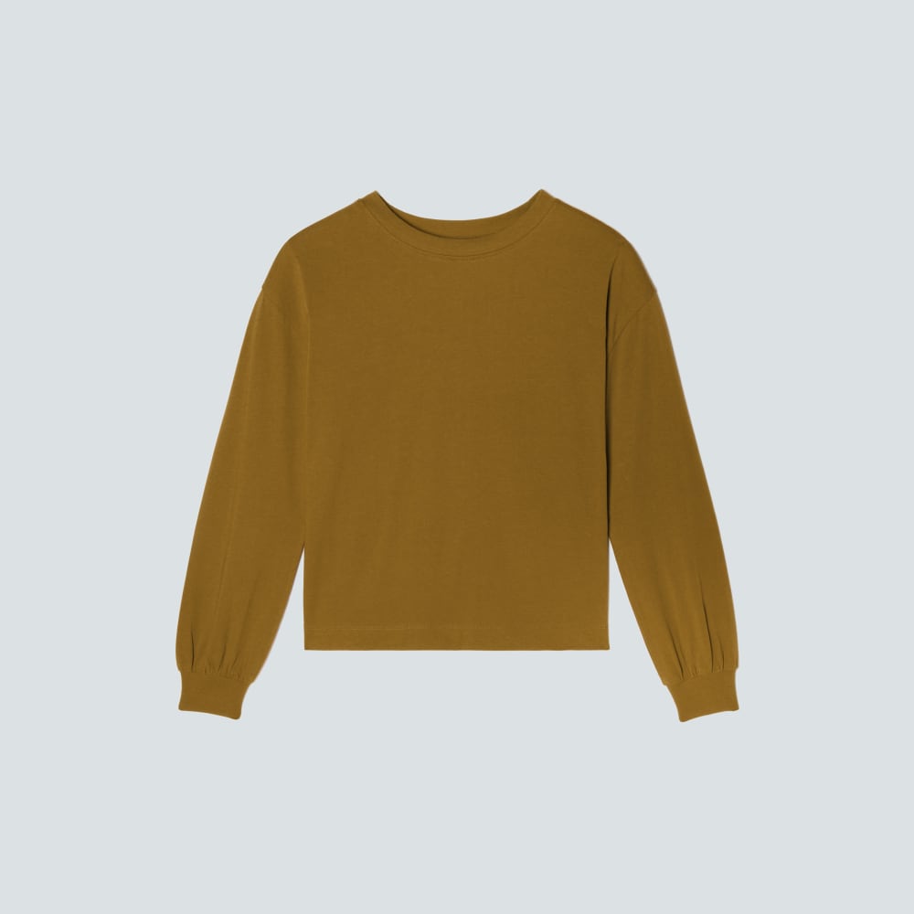 The Organic Cotton Long-Sleeve Tee in Tapenade — front view