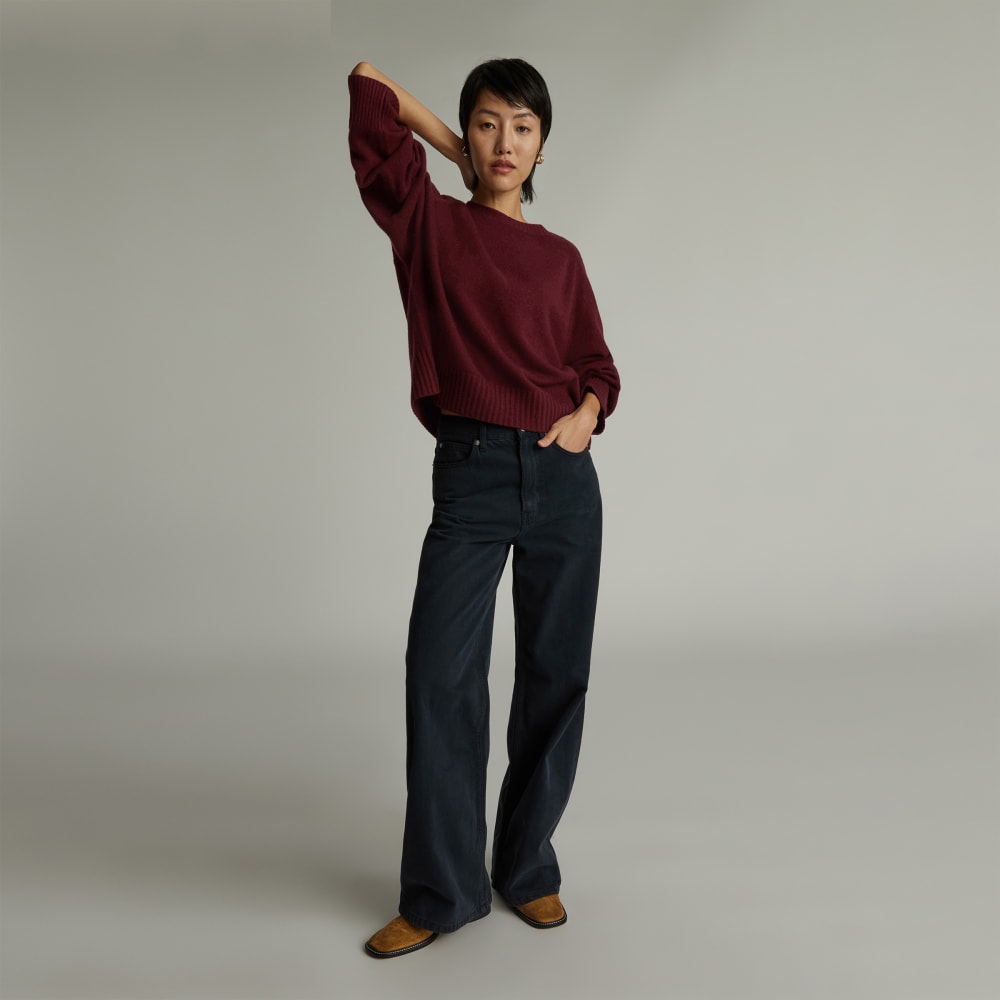 The Cashmere Boxy Crew in Tawny Port — alternate view