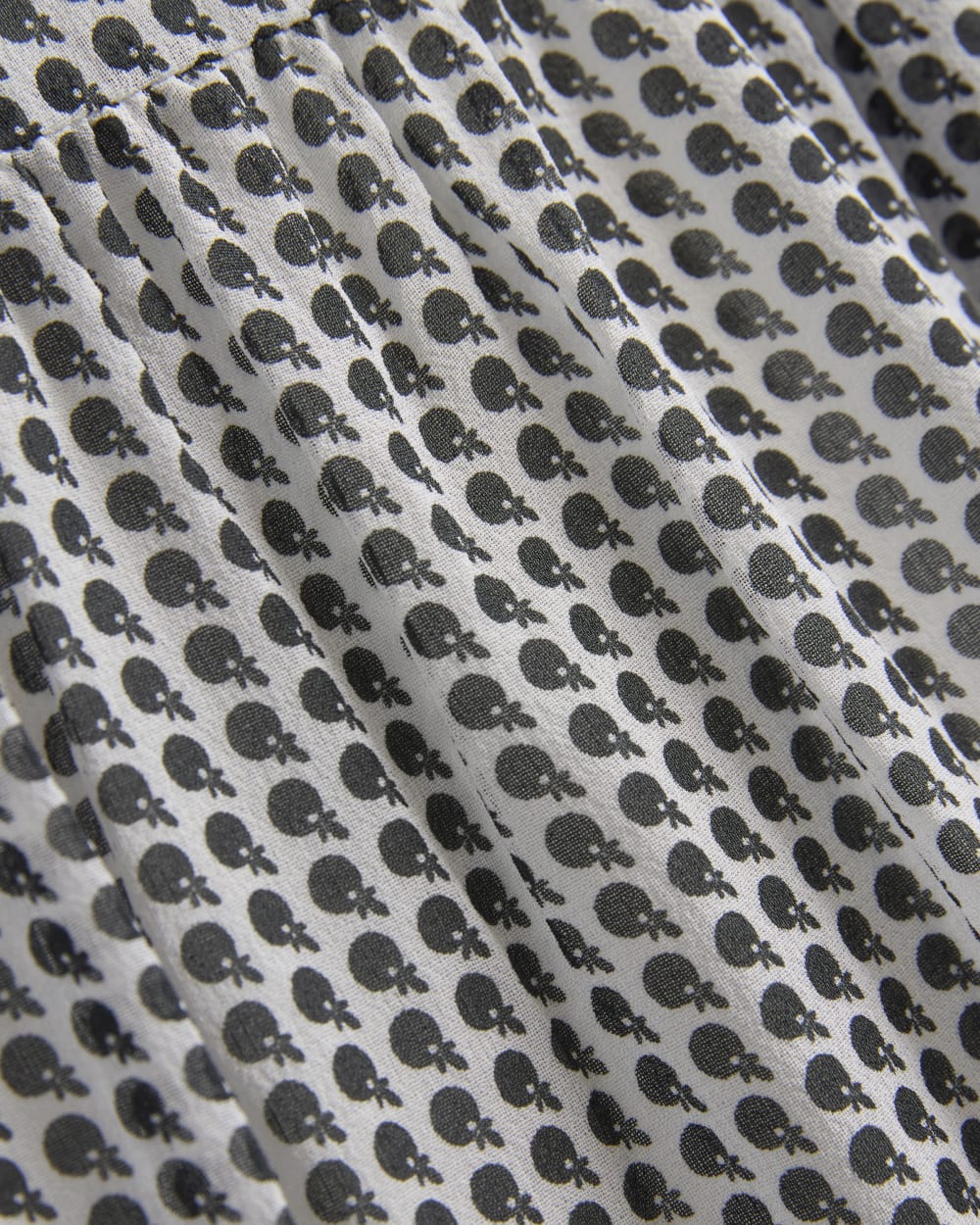 Notch Collar Shirtdress in Silk Georgette in Gardenia/Black Micro Dot — detail view