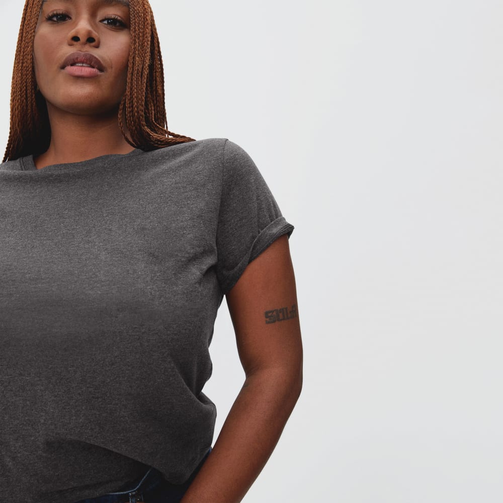 The Organic Cotton Box-Cut Pocket Tee in Charcoal — detail view