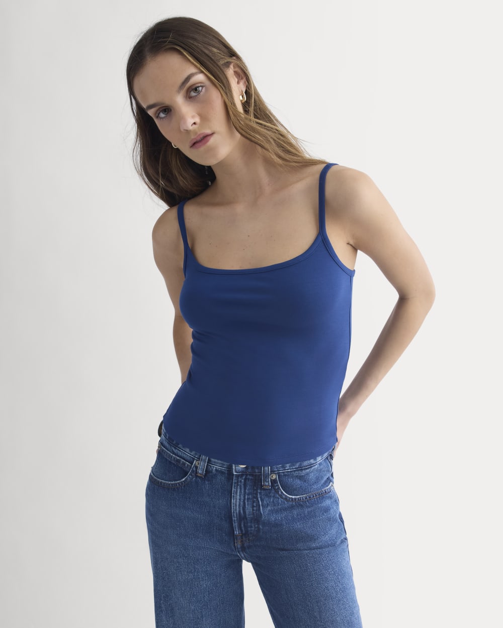 Scoopneck Cami in Estate Blue — front view