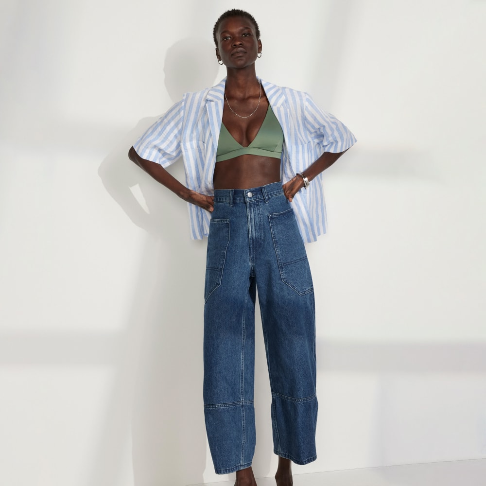 The Way-High® Gardener Cropped Jean in Vibrant Blue — detail view