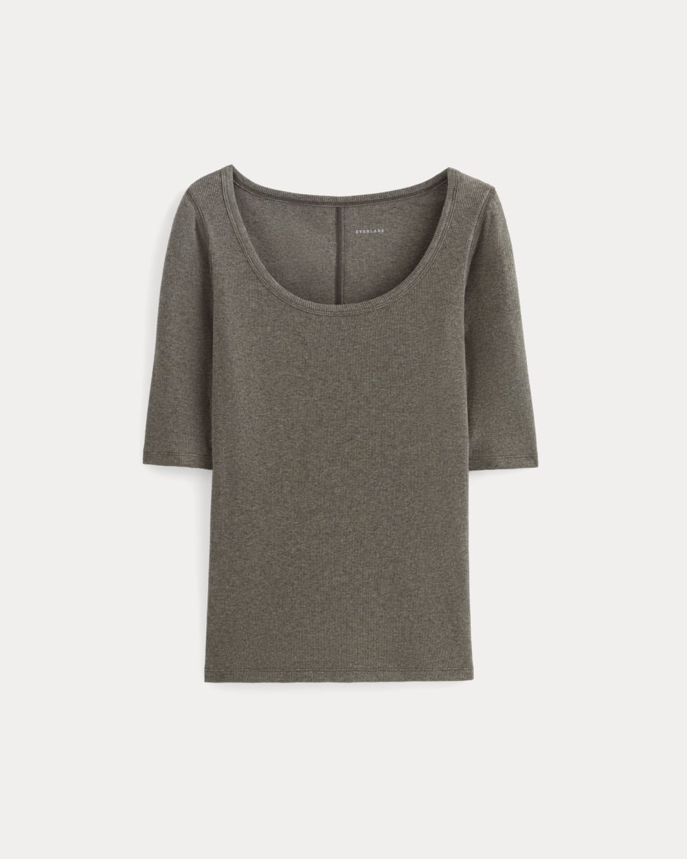 The Luxe Rib Scoop-Neck Tee in Heathered Fatigue — alternate view