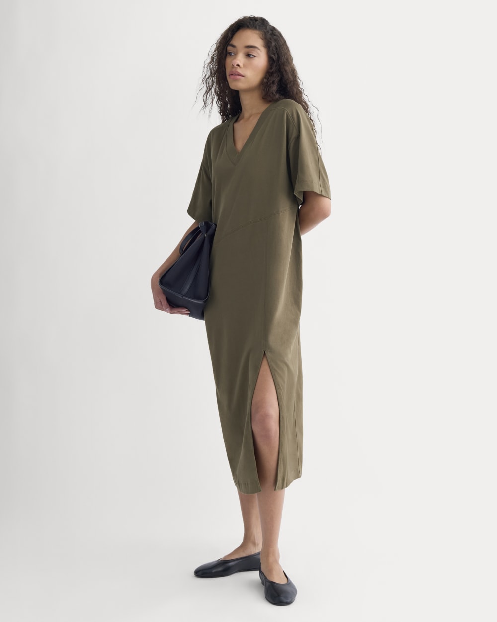 Weekend Tee Midi Dress in Beech — front view