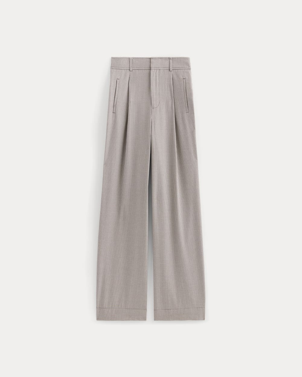 The Draper Pleated Pant in Buttersmooth in Deep Taupe Mini Gingham — alternate view
