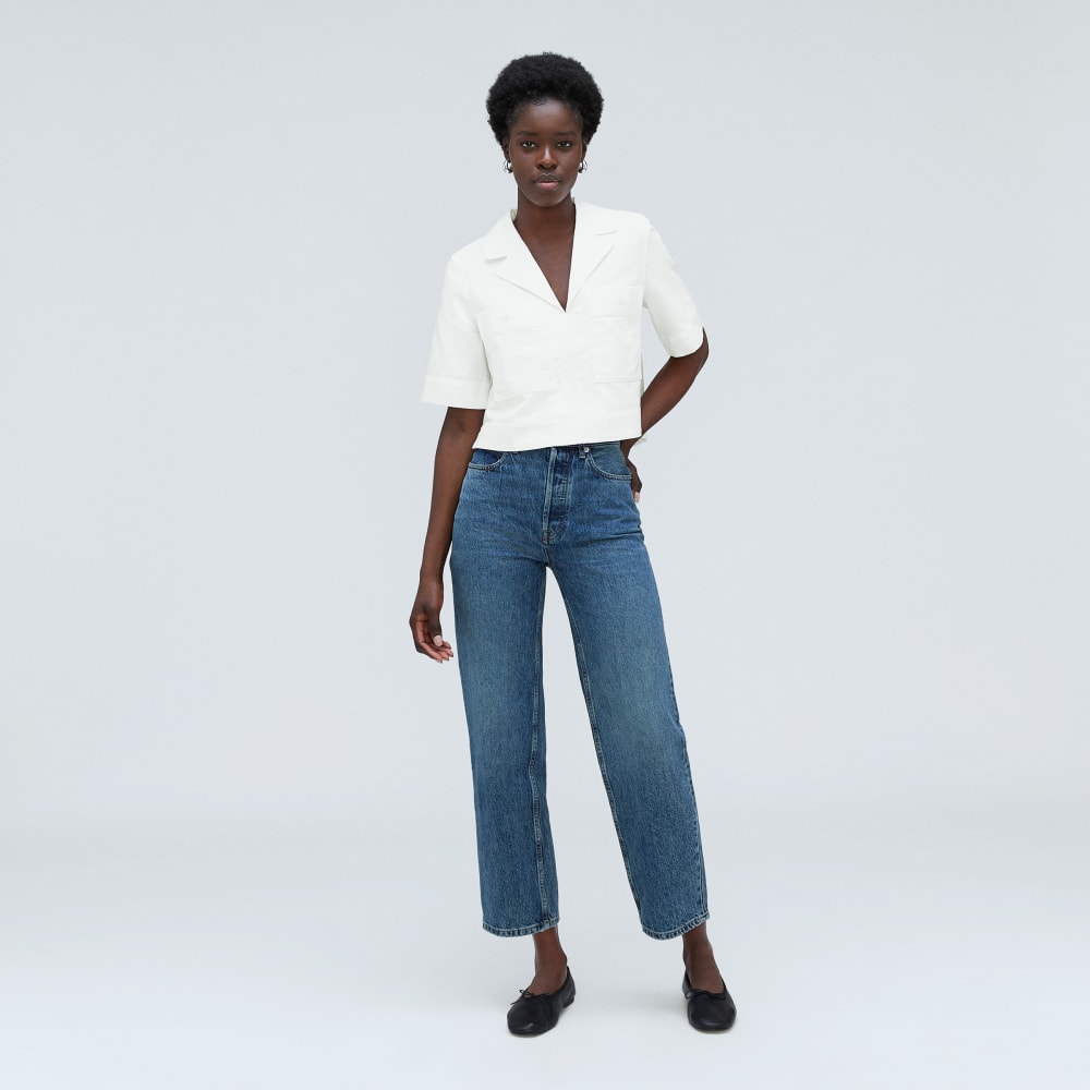 The Oxford Popover in White — detail view