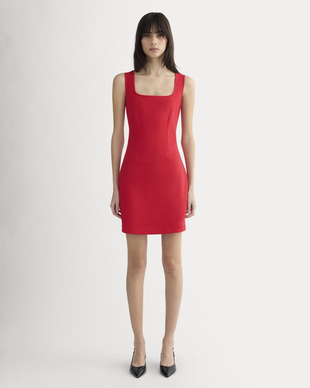 The Dream Square-Neck Dress in Classic Red — front view