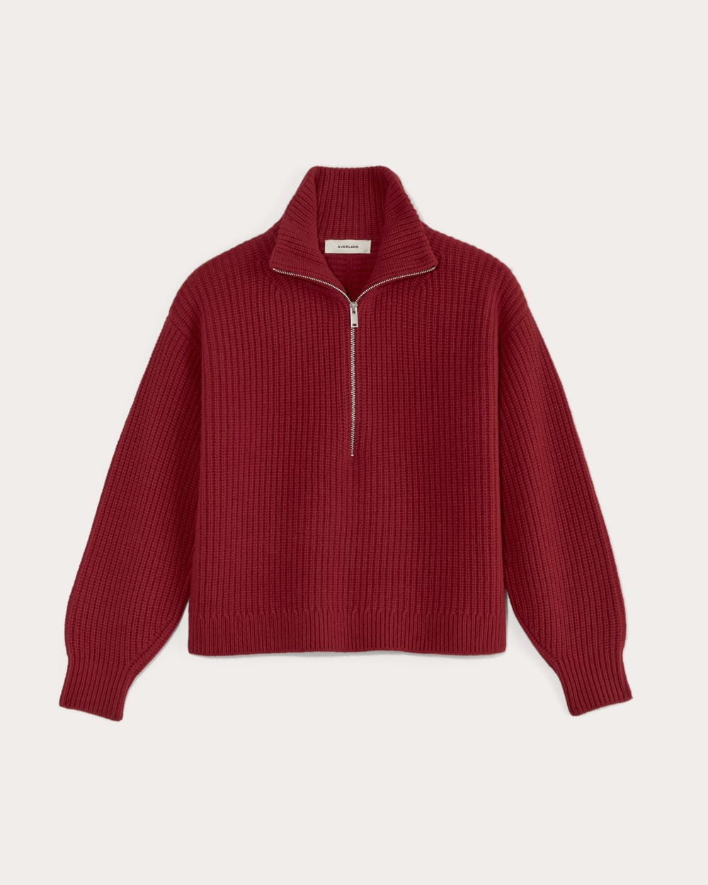 The Half-Zip Sweater in Luxe Merino in Berry Red — alternate view