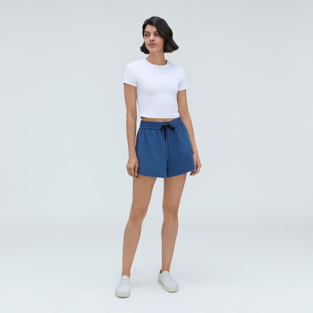 The Seersucker Boxer Short in Deep Blue — detail view