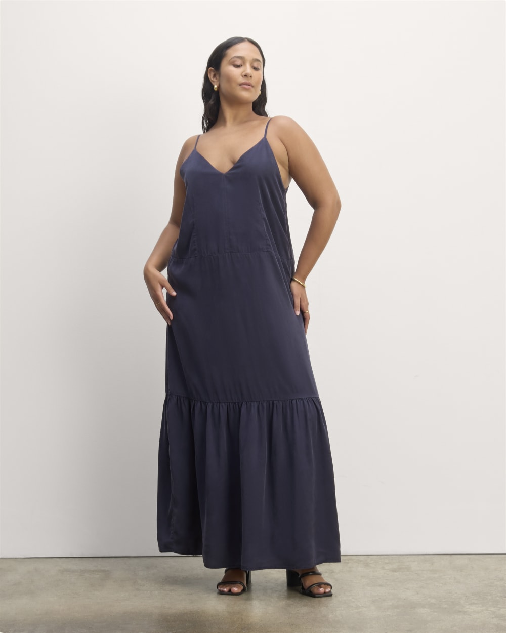 The Long Weekend Dress in Butterlite in Navy — front view