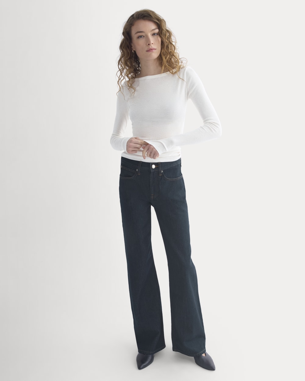 Tissue Boatneck Top in Bone — detail view