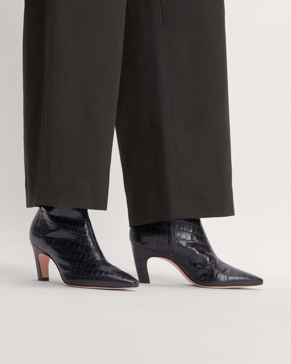 The Short Banana Boot in Black Crocodile — detail view