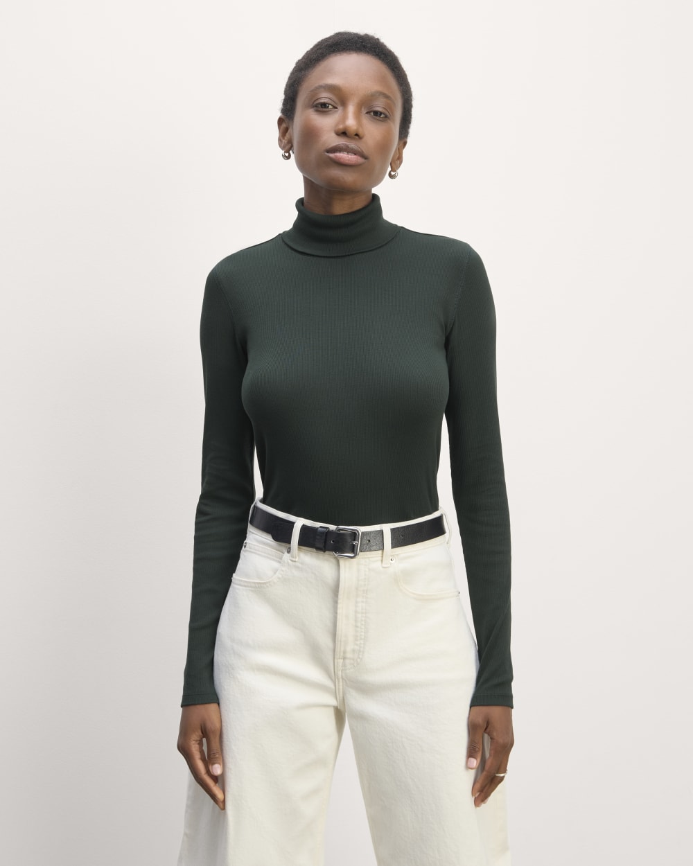 The Luxe Rib Turtleneck in Scarab — front view