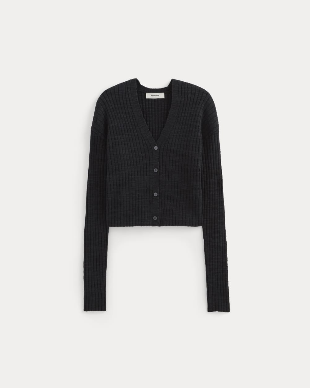 The Ribbed Cardigan in Cotton Linen in Black — alternate view