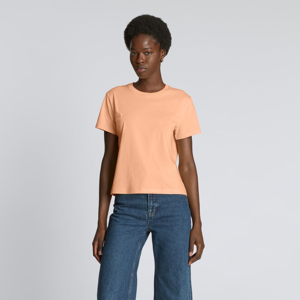 The Box-Cut Tee in Essential Cotton in Apricot — front view