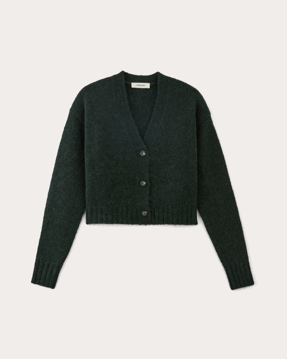 The Boxy Cardigan in Alpaca in Scarab — alternate view