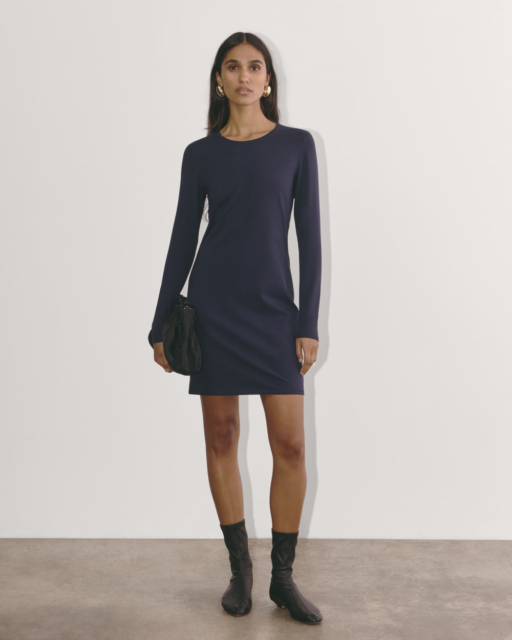 The Form Mini Dress in Navy — front view