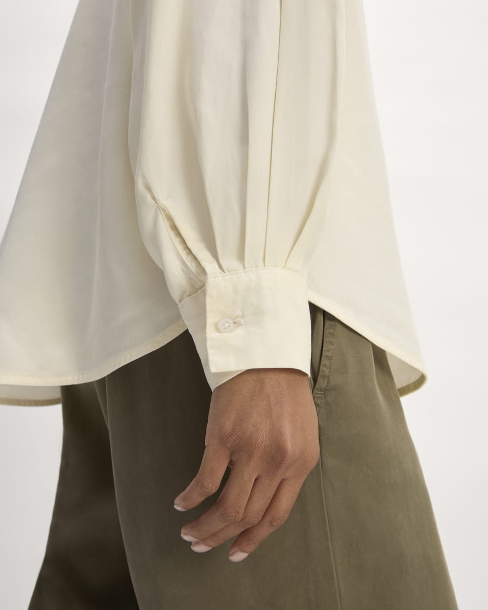 The Oversized Shirt in Butterlite in Bone — detail view