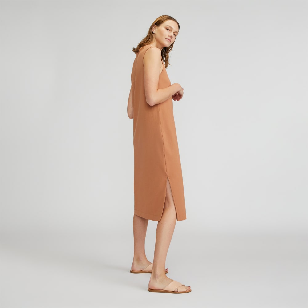 The Weekend Tank Dress in Tawny Brown — detail view