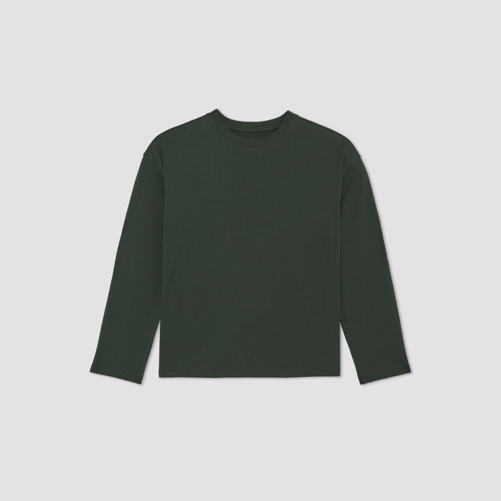 The Organic Cotton Relaxed Long Sleeve Tee in Scarab — alternate view