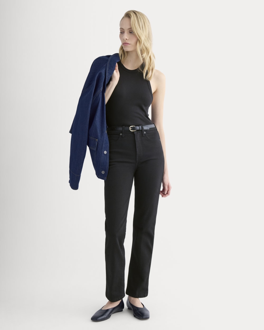 High-Rise Cigarette Jean in Black — front view