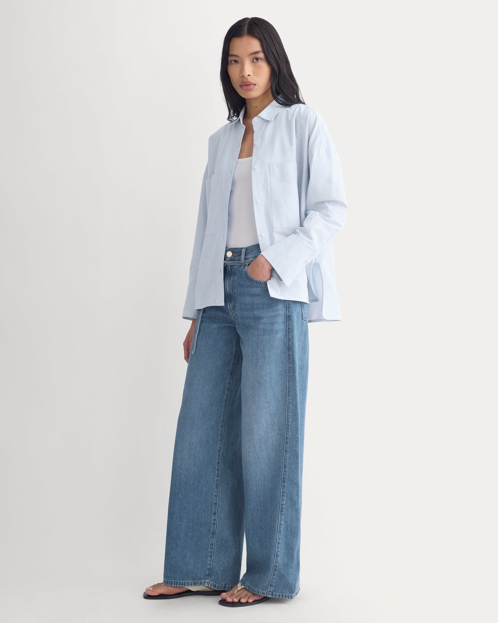 The Boxy Oxford in Light Blue — detail view
