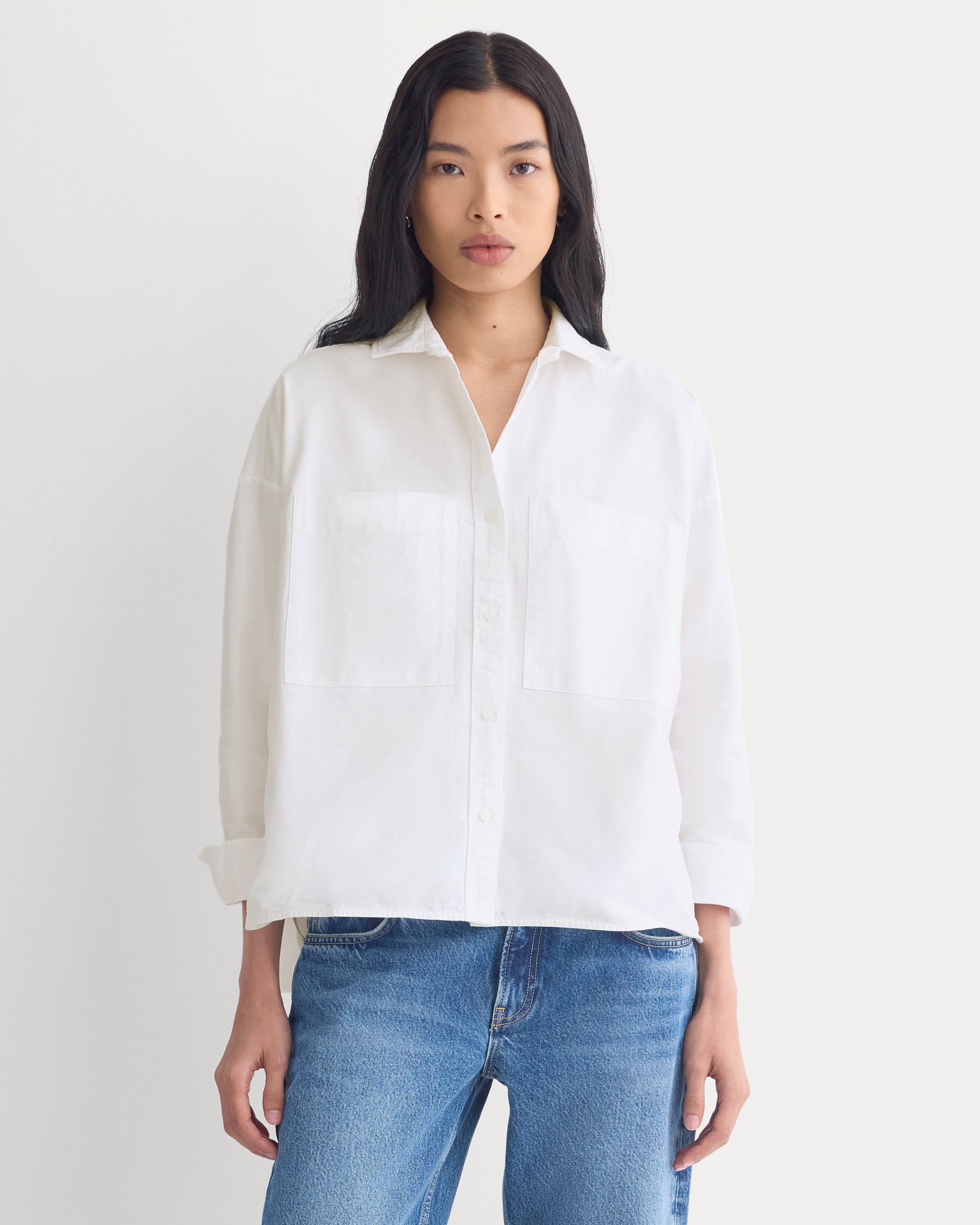 The Boxy Oxford in White — detail view