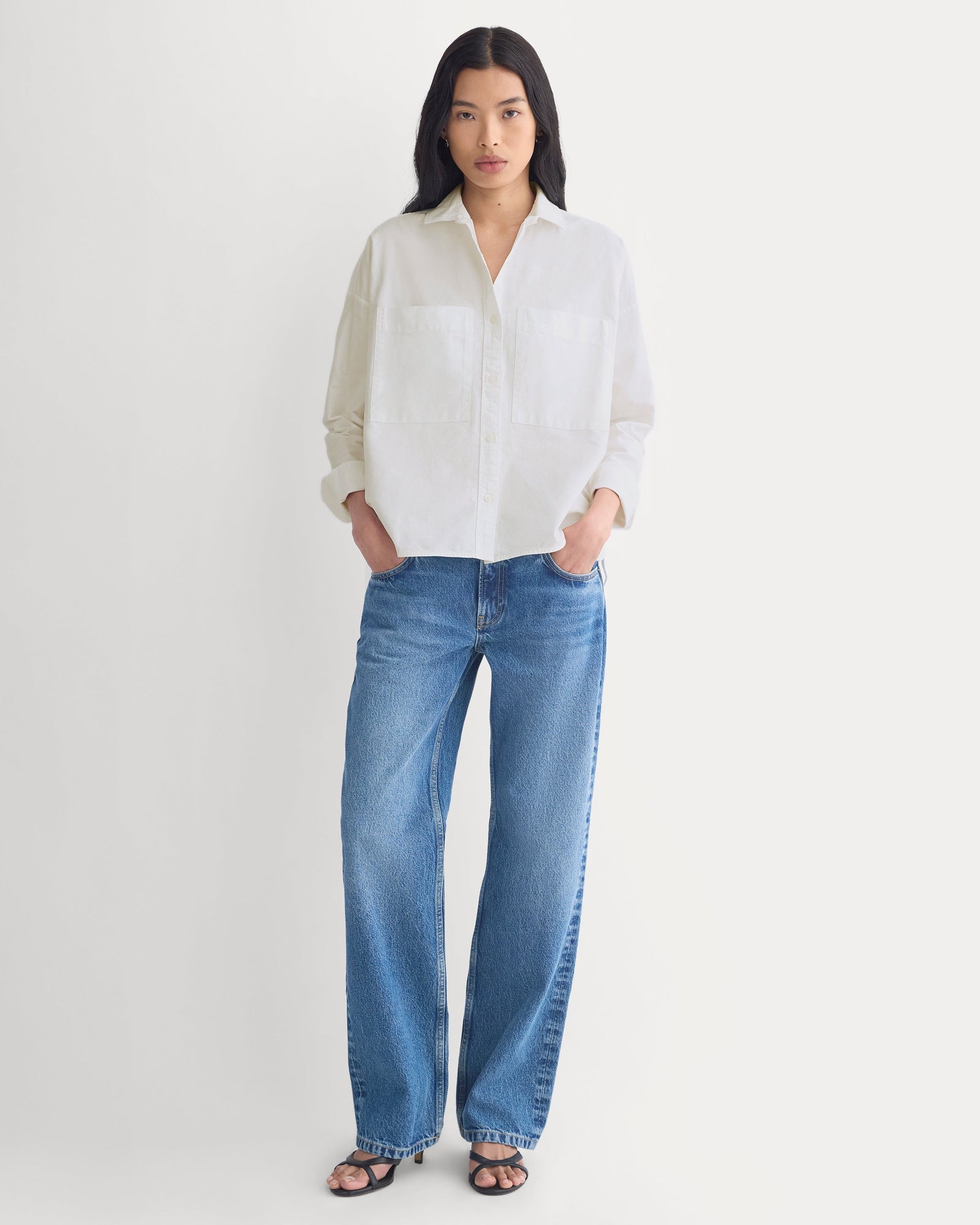 The Boxy Oxford in White — detail view