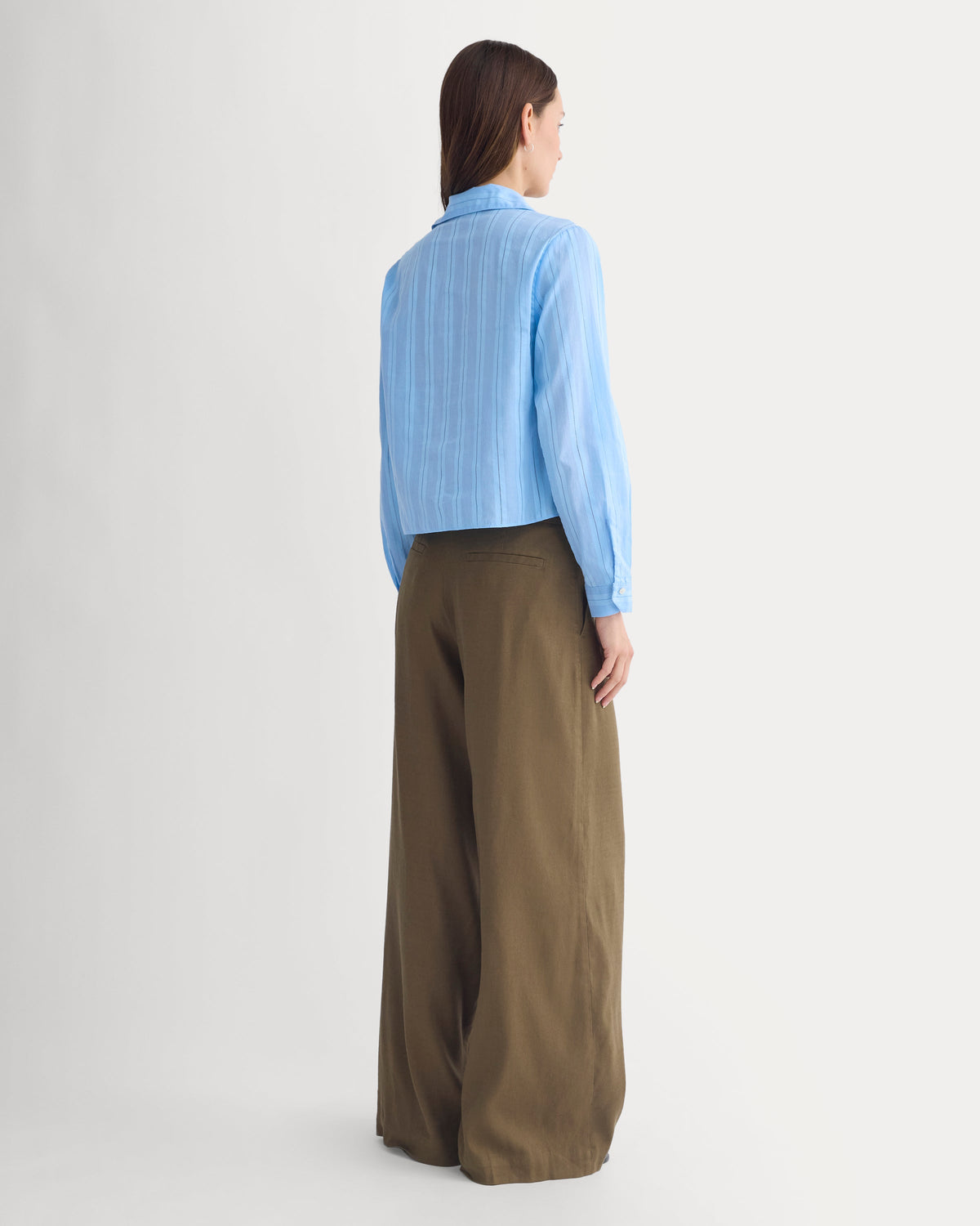 Textured Mini Collar Shirt in Open Air Blue — detail view