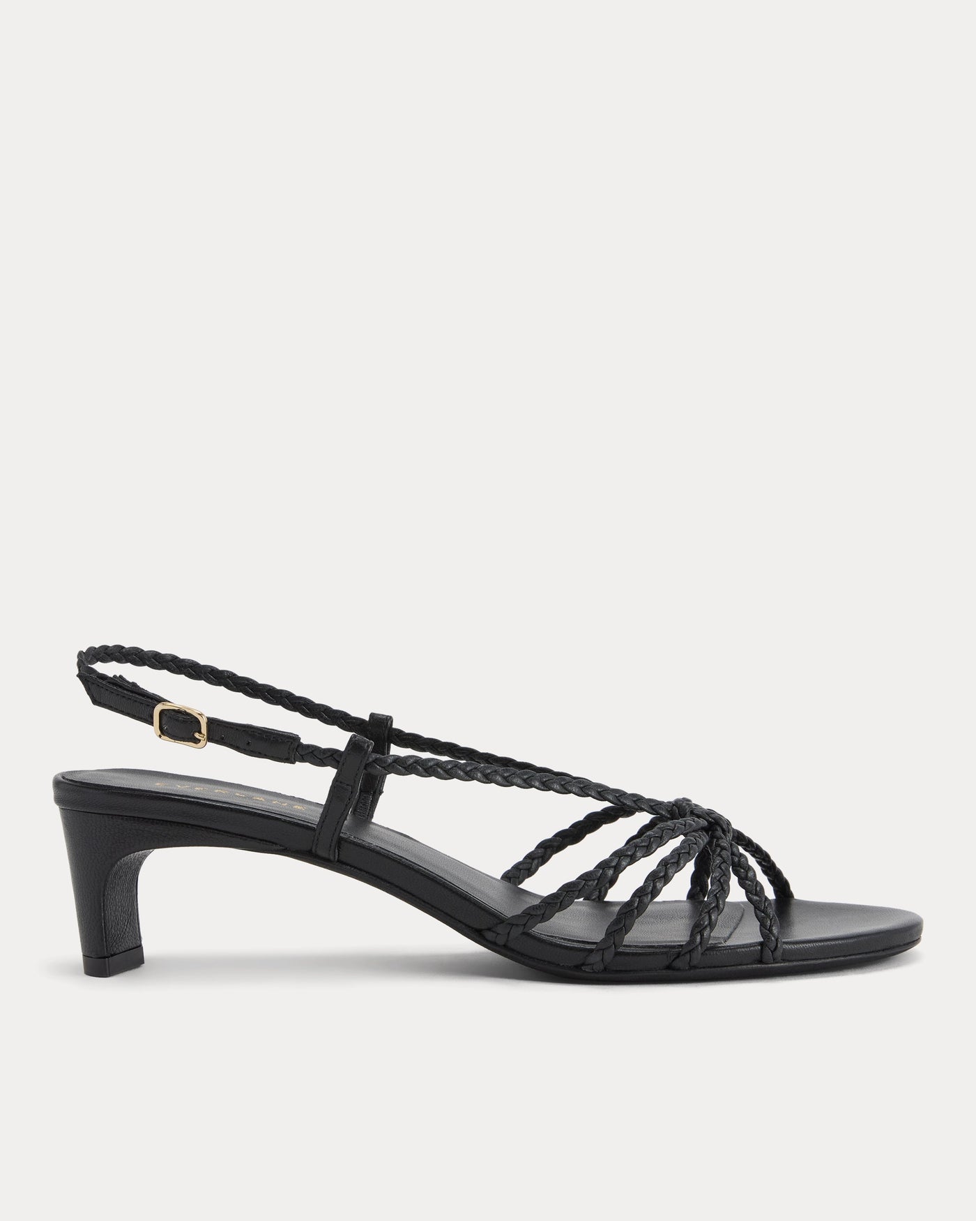 Made in Italy Braided Kitten Heel in Black Leather — front view