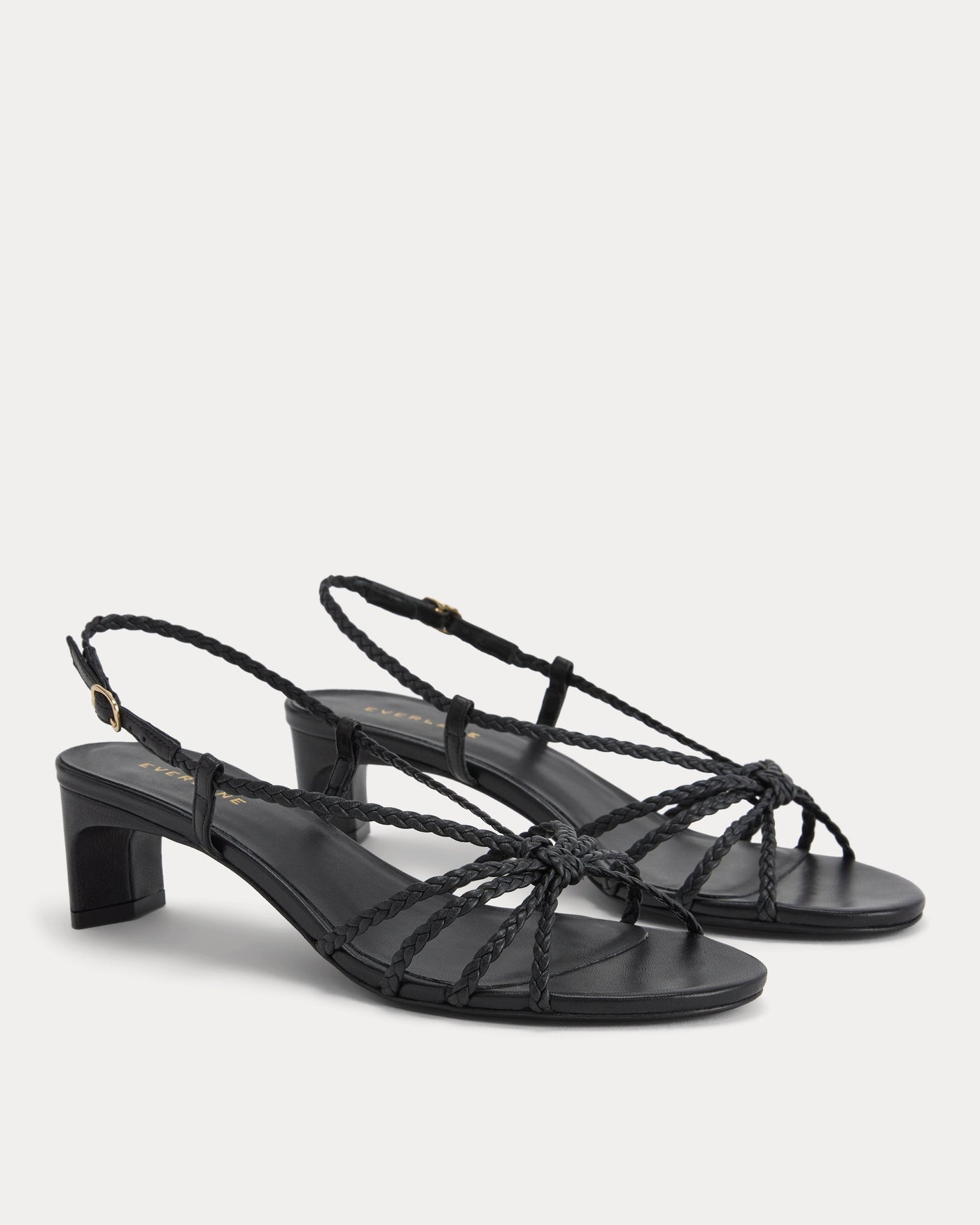 Made in Italy Braided Kitten Heel in Black Leather — alternate view