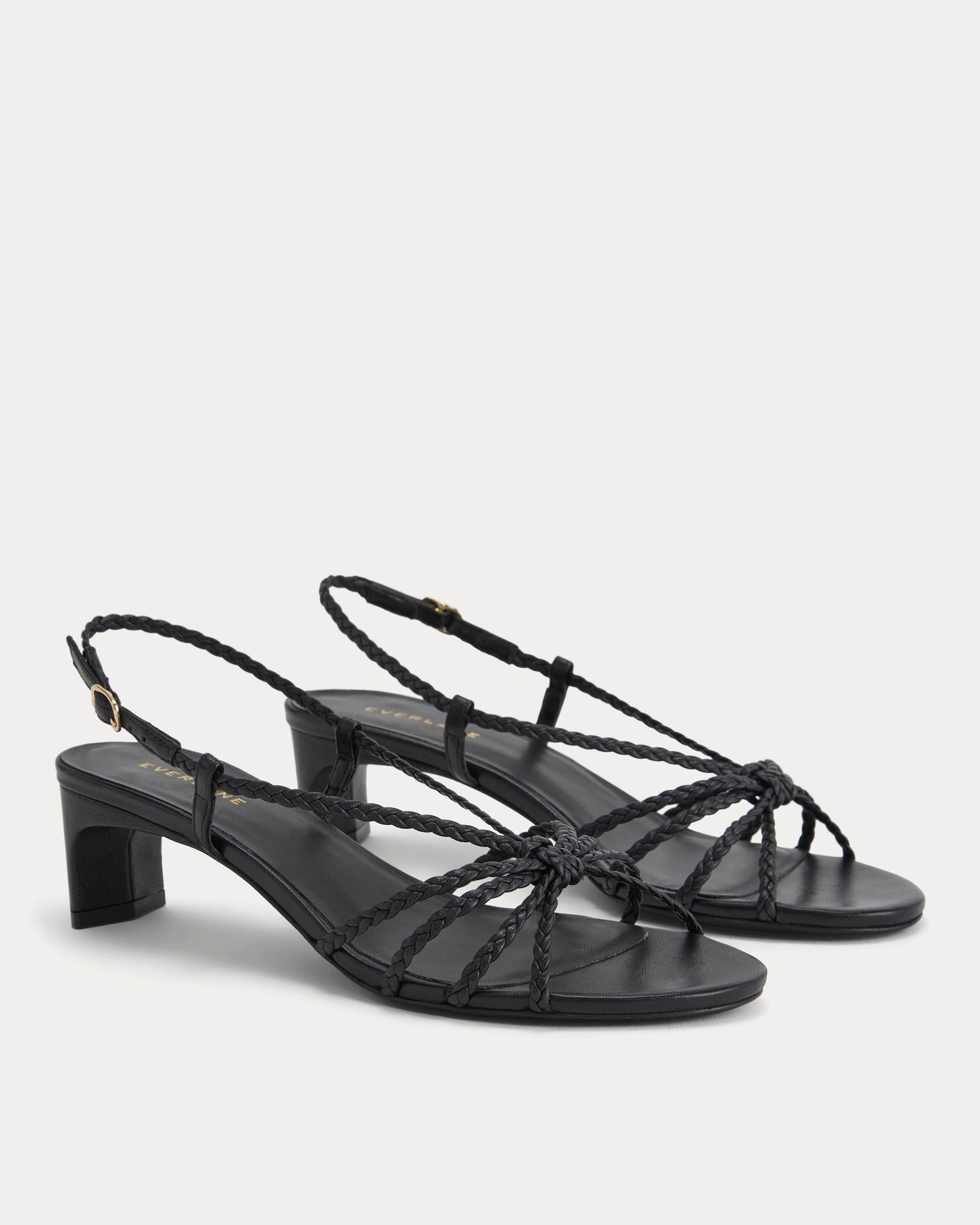 Made in Italy Braided Kitten Heel in Black Leather — alternate view