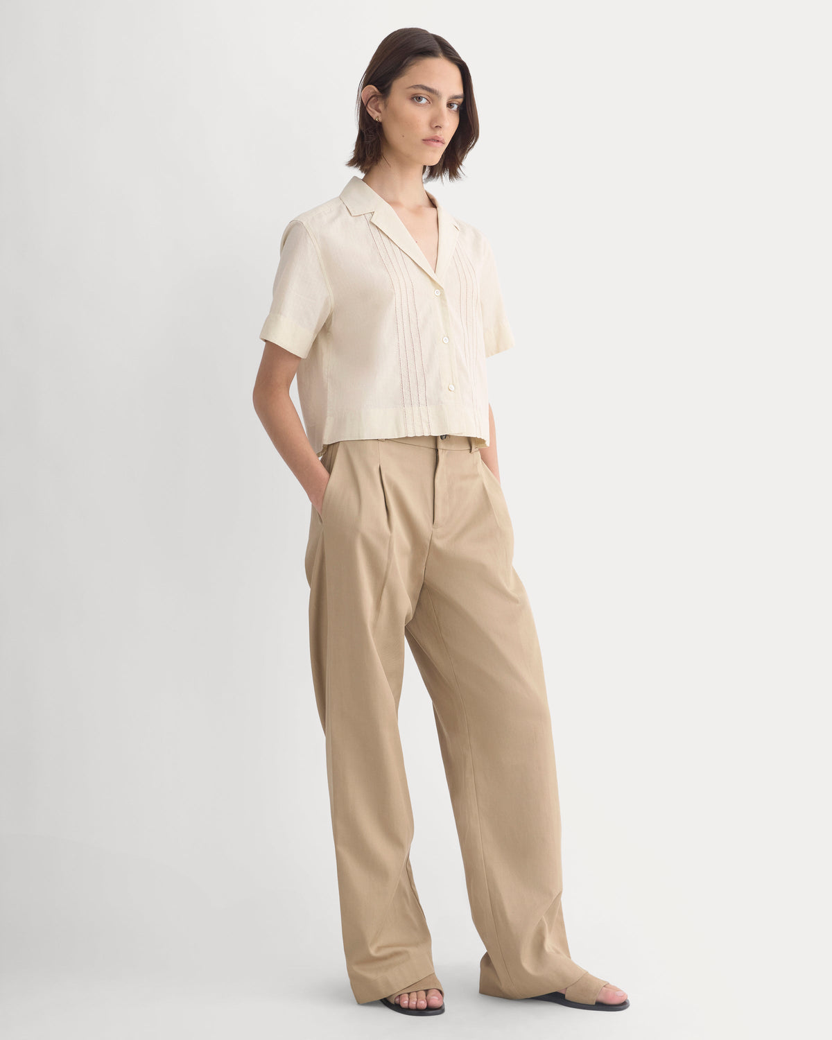 Cotton Gauze Resort Shirt in Birch — detail view