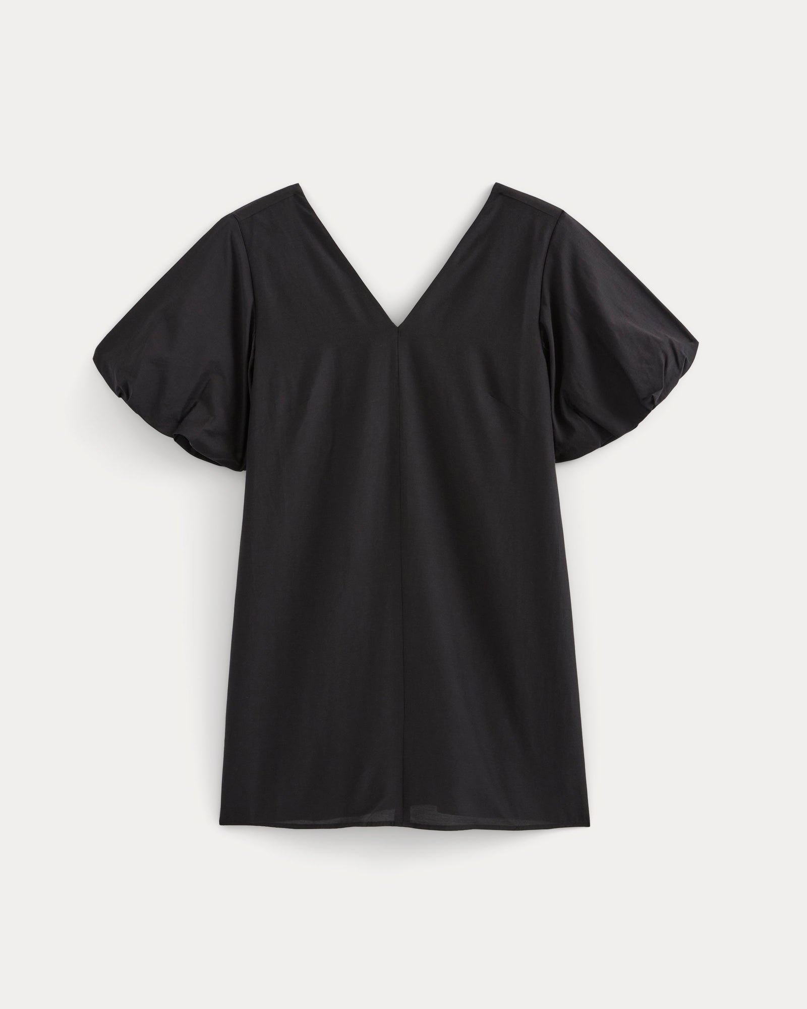 Bubble-Sleeve Mini Dress in Cotton Silk Voile in Black — alternate view