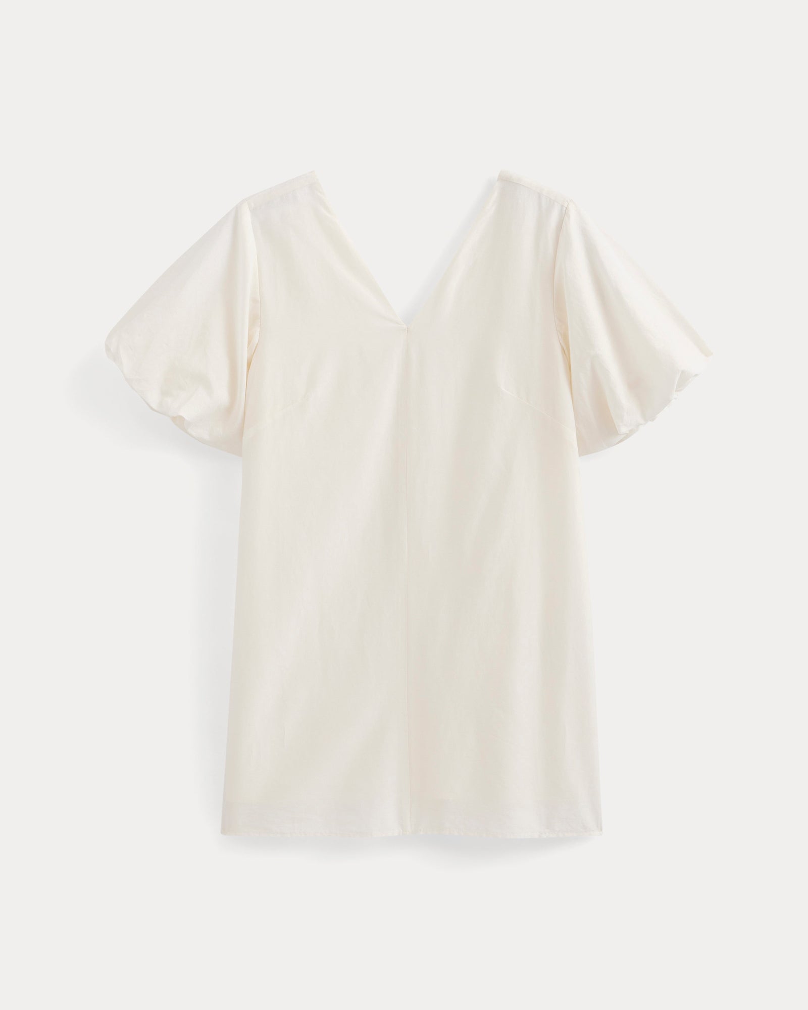 Bubble-Sleeve Mini Dress in Cotton Silk Voile in Bone — alternate view