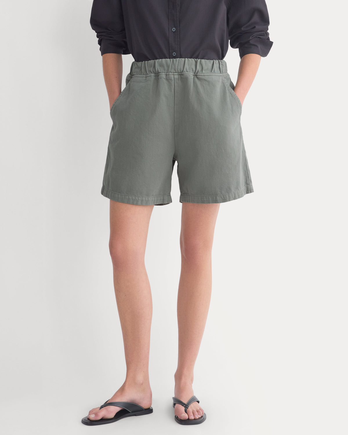 Denim Easy Short in Agave Green — detail view