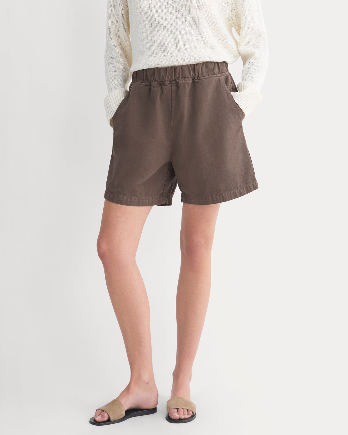 Denim Easy Short in Chocolate Chip Brown — detail view