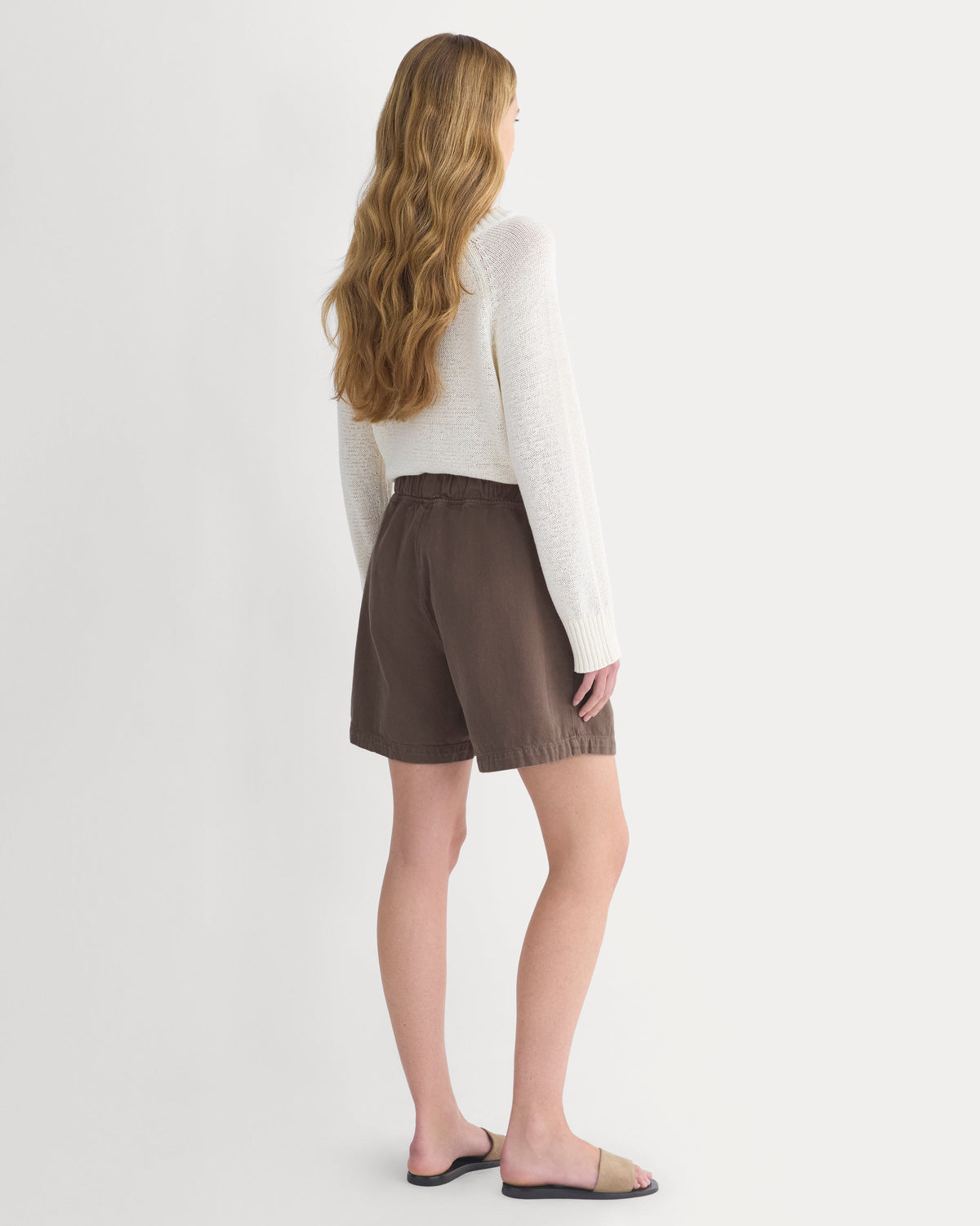 Denim Easy Short in Chocolate Chip Brown — detail view