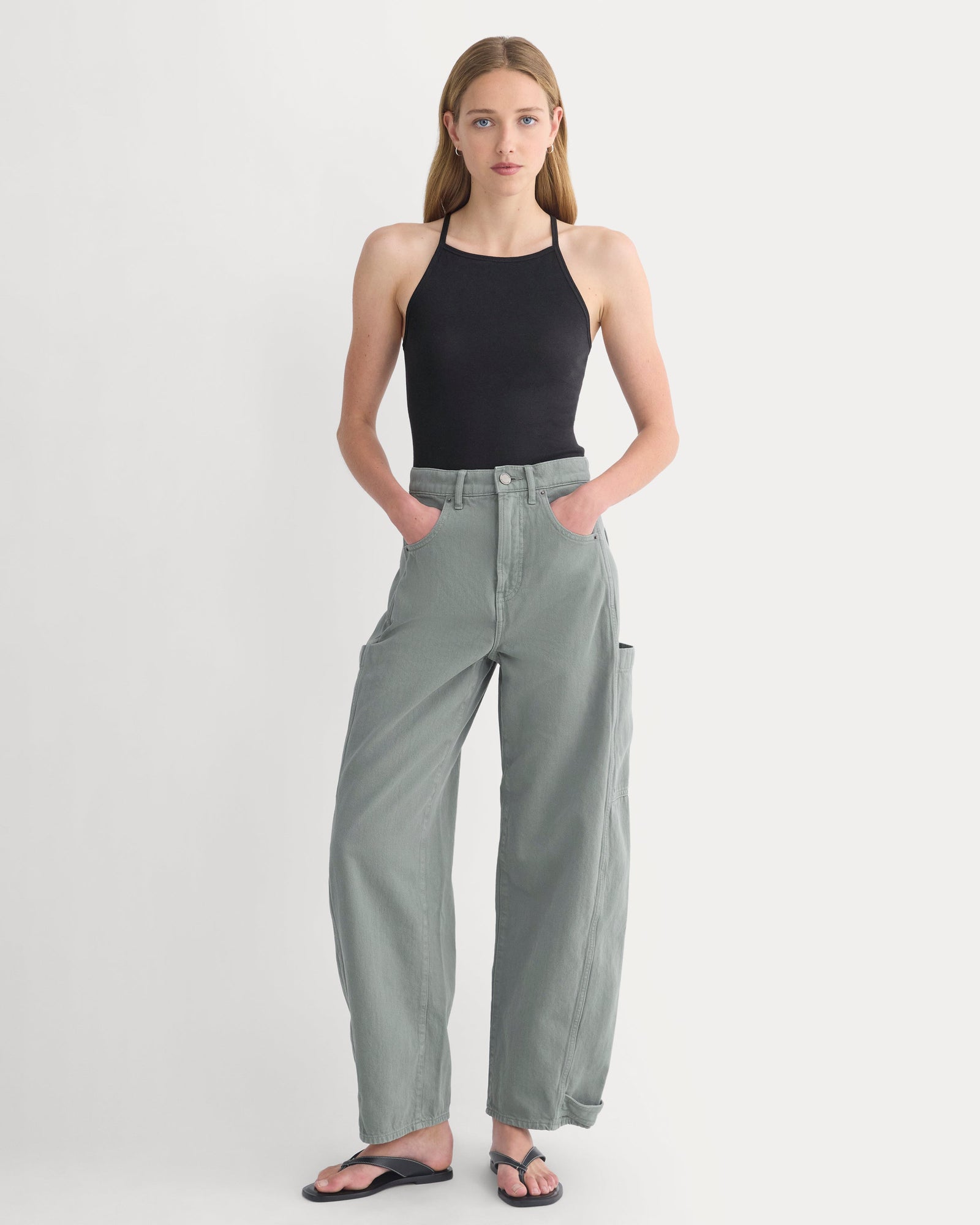 The Way-High® Utility Jean in Agave Green — front view