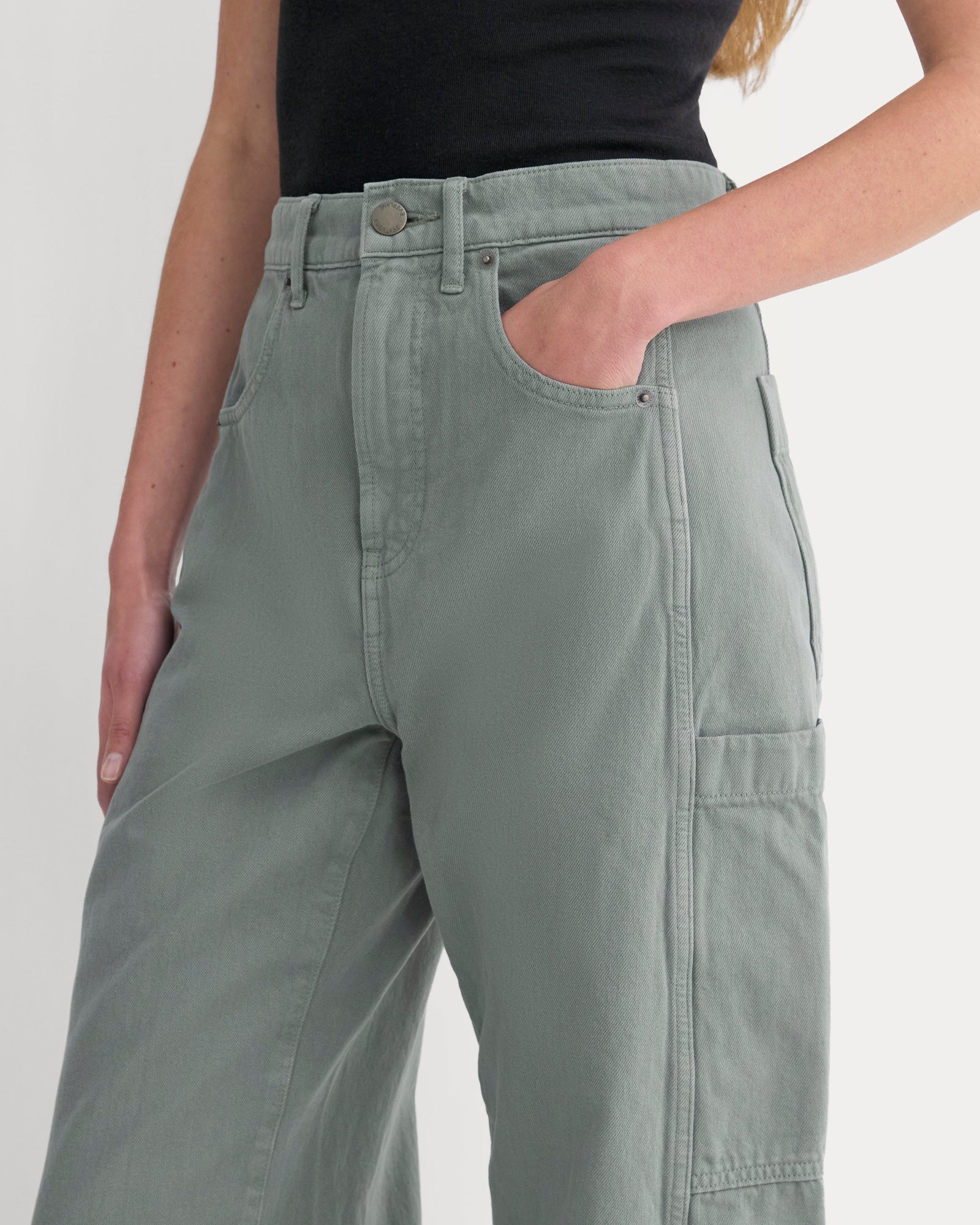 The Way-High® Utility Jean in Agave Green — detail view