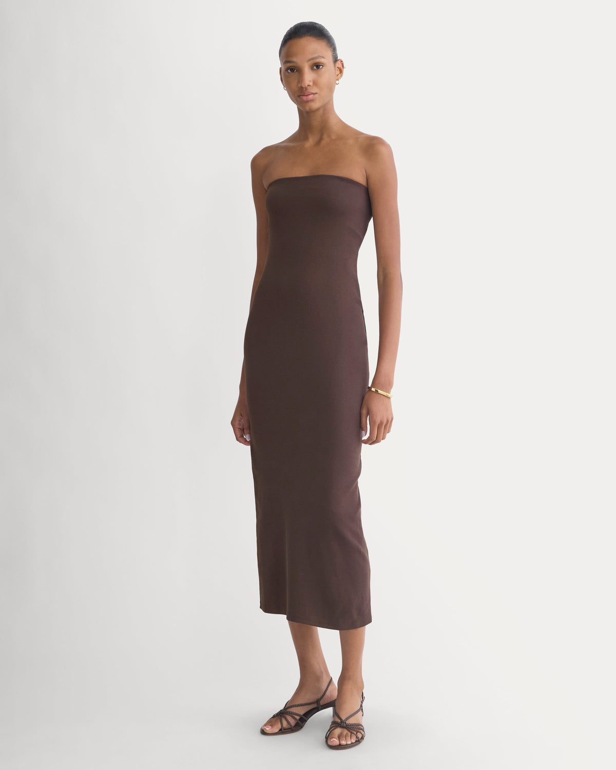 Form Tube Dress in Coffee Bean — front view